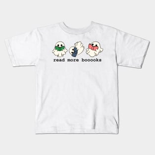 Read More Booooks Cute Ghosts Reading Book Spooky Halloween Party Costume Kids T-Shirt